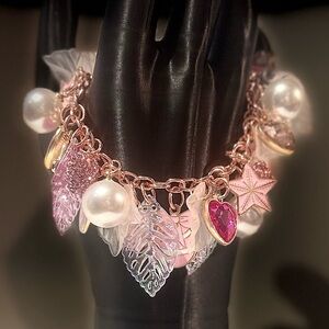 Elegant Ethereal Pink Christmas Charm Bracelet
